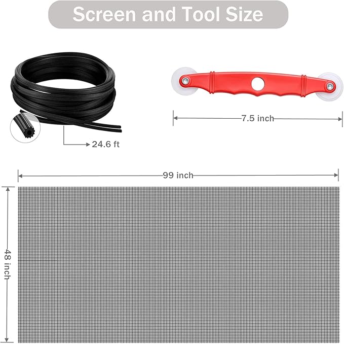 Window Screen Replacement Kit, DIY Adjustable Screen Door Mesh - Image 2
