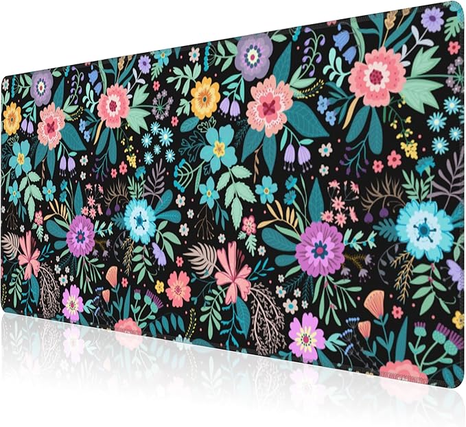 Mouse Pad, Large Colorful Flowers and Plants Desk Mat, Extended Non-Slip Gaming by NIYLYNSYN