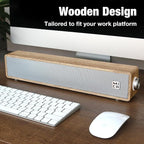 MICA Computer Speakers, Wired Computer Sound Bar, Wooden Mini Soundbar - Image 2