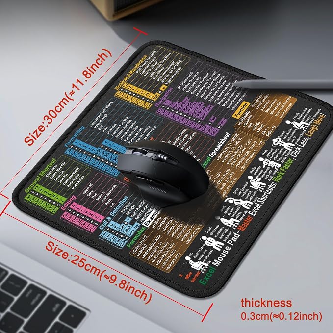 Mouse Pad for Excel Shortcuts – Small Excel Spreadsheet Cheat Sheet Desk Pad – - Image 4