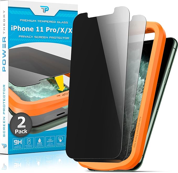 Power Theory Designed for iPhone X, iPhone Xs Privacy Screen Protector Tempered by POWERTHEORY