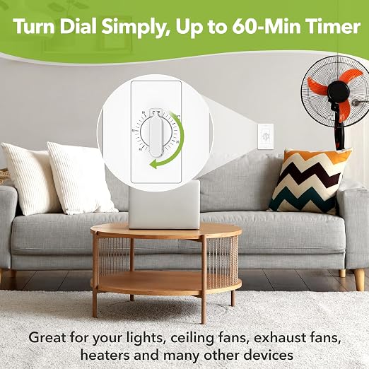 HBN 60 Minute Spring Wound Countdown Timer Switch - Image 3