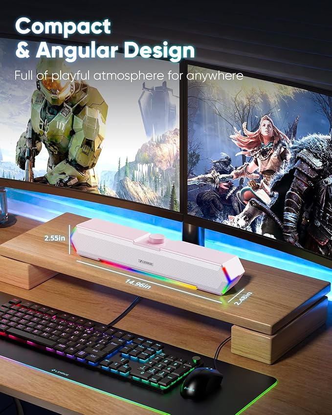 LENRUE G11 Computer Speakers for Desktop, Touch Lights PC Speakers - Image 4