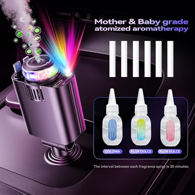 Retractable Car Charger with Aromatherapy and Starlight, 5 in 1 USB C Car - Image 2