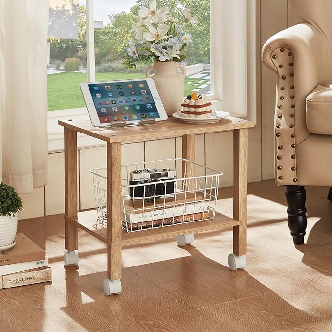 2 Tier Printer Stand with Storage, Under Desk Shelf Printer Table, Small - Image 6