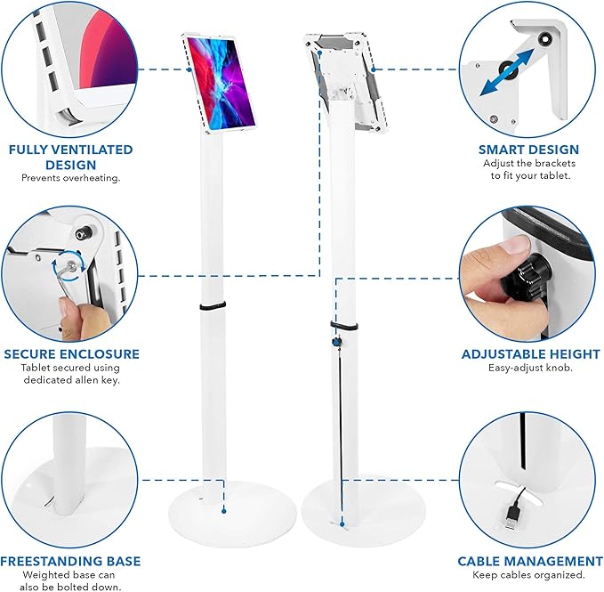 Mount-It! Universal Tablet Floor Kiosk | Theft-Deterrent Tablet Stand | - Image 3