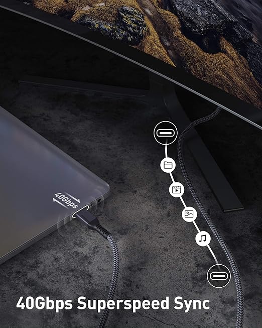 Maxonar Thunderbolt 4 Cable, Short Thunderbolt Cable 40Gbps - Image 3