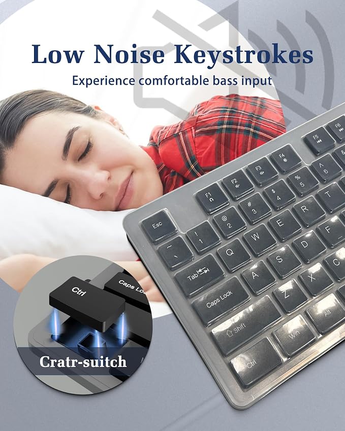 Wired Computers Keyboard with Cover Comfortable Hand Feel, Laser Engraved - Image 5