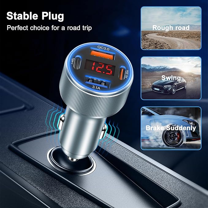 Car Phone Charger, Besgoods USB C Car Charger Adapter 4 Ports - Image 5