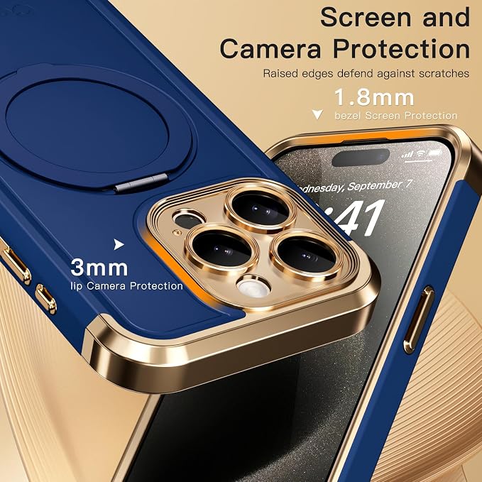 COOLQO for iPhone 14 Pro Case 6.1'' Upgraded 360° Spin Magnetic Stand - Image 6