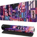 Dark Purple Japanese Gaming Mouse Pad Abstract Anime Mat 31.5x11.8 Inch Tokyo by Siski