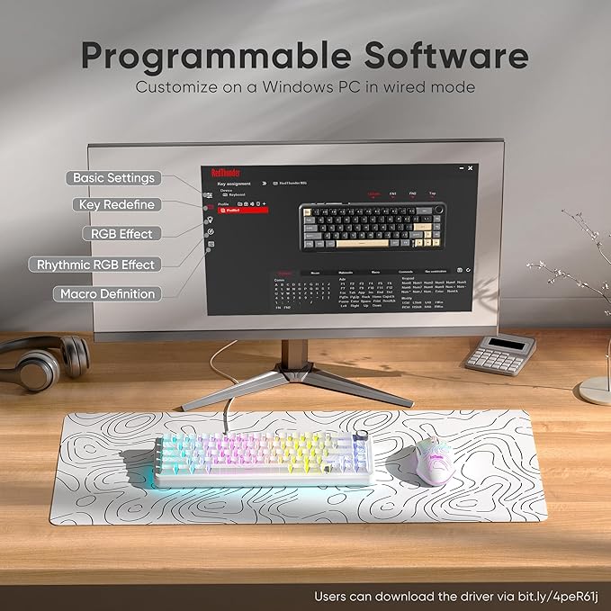 RedThunder K65 Wireless Mechanical Keyboard, CNC Knob, Tri-Mode - Image 9