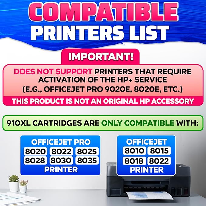 910XL Printer Ink Cartridges 4 Pcs – Includes 910XL Black & Color Ink – - Image 4