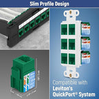 Everest 90° Angled RJ45 Cat5e Keystone Jacks 10-Pack in Green - Image 6