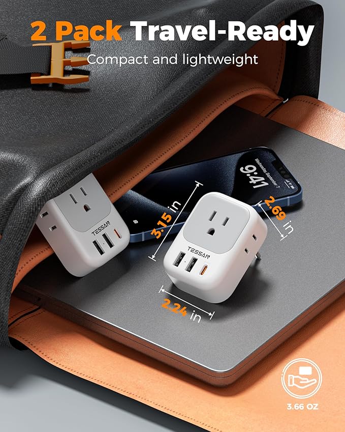 Italy Travel Plug Adapter 2 Pack, TESSAN Italy Power Adaptor - Image 5