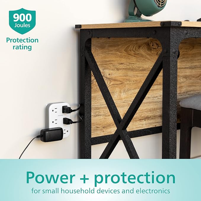 Philips EZFit 6-Outlet Surge Protector Outlet Extender, Wall Tap, Grounded - Image 5