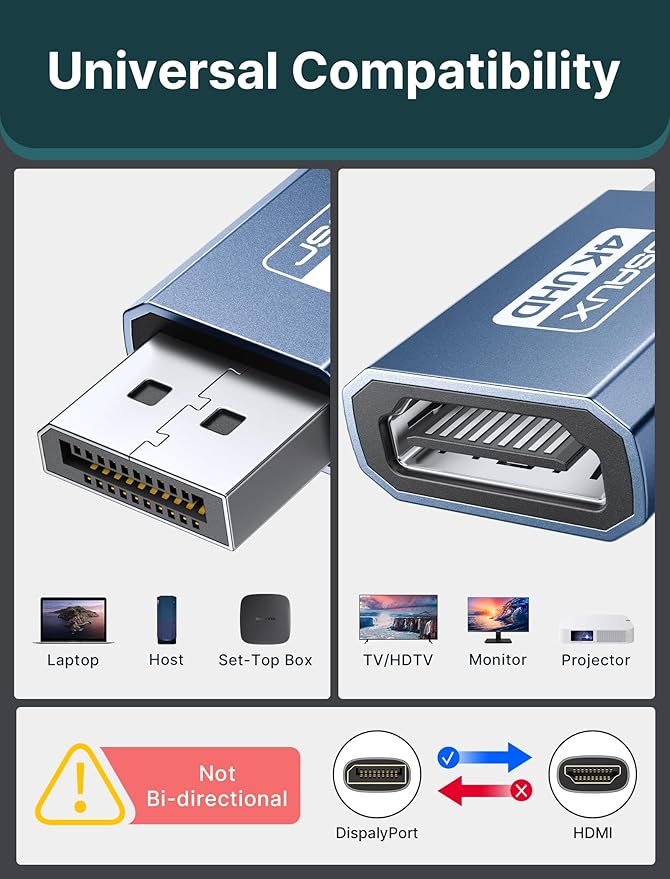 4K DisplayPort to HDMI Adapter 2-Pack, JSAUX DP PC to HDMI Monitor Converter - Image 7