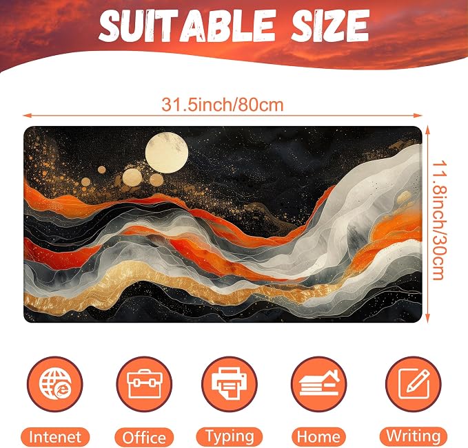 Large Gaming Mouse Pad, Abstract Art Painting Desk Pad, 31.5"x15.7" Extended - Image 2