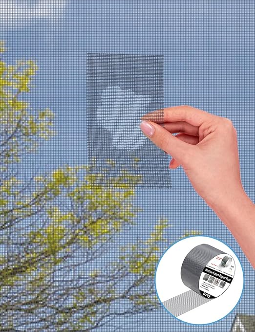 wohohoho Window Screen Repair Tape, 4 in X 40 FT Grey Screen Patch Repair Kit - Image 3