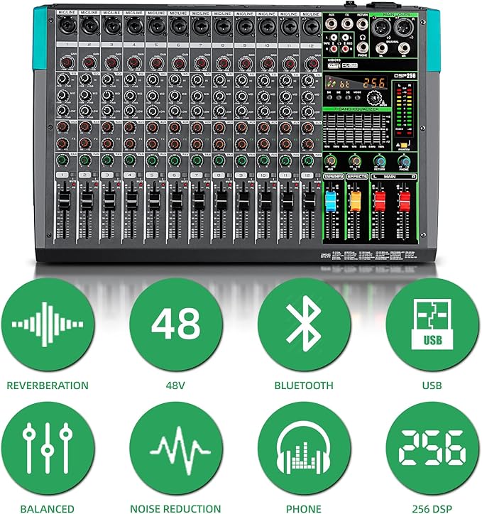 Depusheng PA12 Professional Audio Mixer Sound Board Console Desk System - Image 3