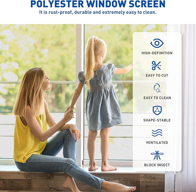 MAGZO Window Screen Replacement Mesh Roll, 37.4in × 16.4ft Upgraded Density - Image 7