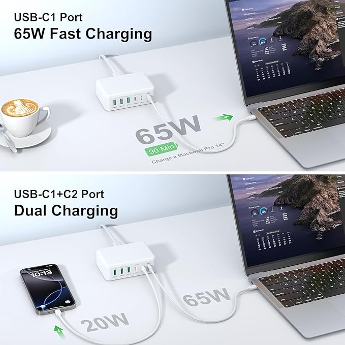 USB C Fast Charger, 150W 6 Port Desktop PD GaN Fast Charger Charging Station - Image 5