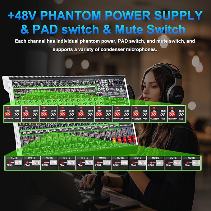 16 Channel Audio Mixer Professional Sound Mixing Board - Image 4