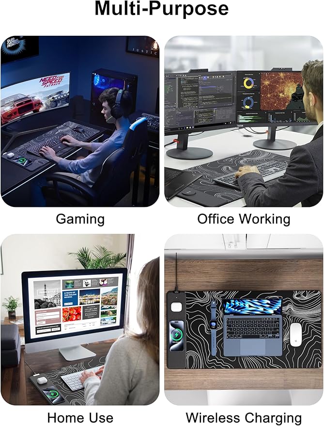 TopMade Mouse Pad with 15W Fast Wireless Charging, 31.5"x15.75" XXL Large - Image 8