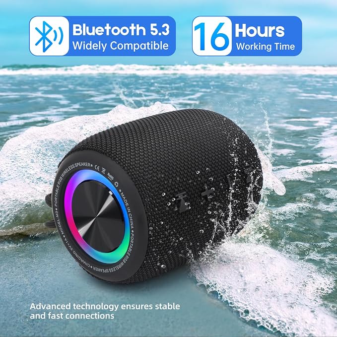 Portable Bluetooth Speaker, BT5.3 Wireless Speaker 20W Bass Diaphragms - Image 4