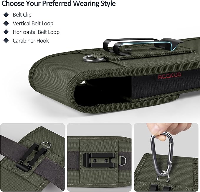 Phone Holster for Belt with Metal Clip and Magnetic Closure Compatible with - Image 4