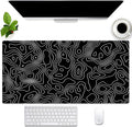 Black and White Topographic Map Gaming Mouse Pad by Cindasun