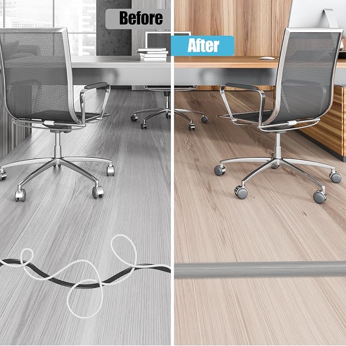 Floor Cord Cover Cavity 0.8"x0.37" Self Adhesive Cord Hider, 3.3FT Low Profile - Image 5