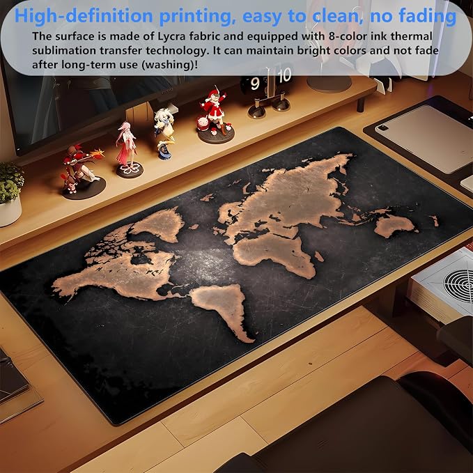 World Map Gaming Mouse Pad XXL Large Vintage Style Full Desk Mat Extended - Image 5