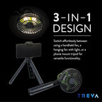 Treva 5 Inch Tripod Fan with Built-In Light and Attachable Phone Mount - Image 2
