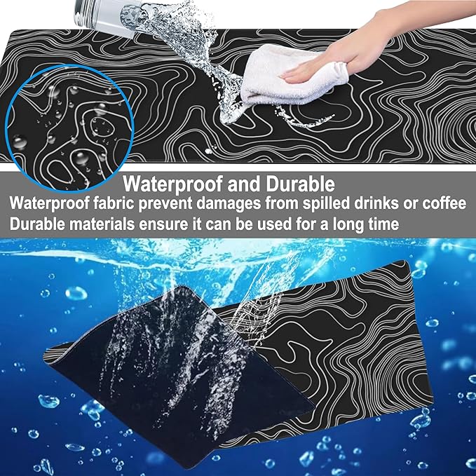 Mouse Pad, Large Mountain Topographic Terrain Map Desk Mat, Extended Non-Slip - Image 4