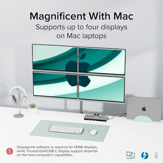 Plugable Thunderbolt 4 Dock for Quad Monitors 100W, Thunderbolt Docking Station - Image 3