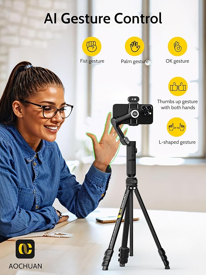 3-Axis Gimbal Stabilizer for iPhone & Android w/RGB Light, Handheld Phone - Image 4