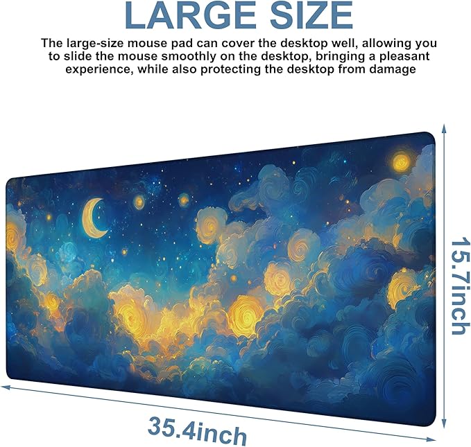 Gaming Desk Pad Large Extra Length Night Sky Mouse Pad Keyboard Laptop Non-Slip - Image 3