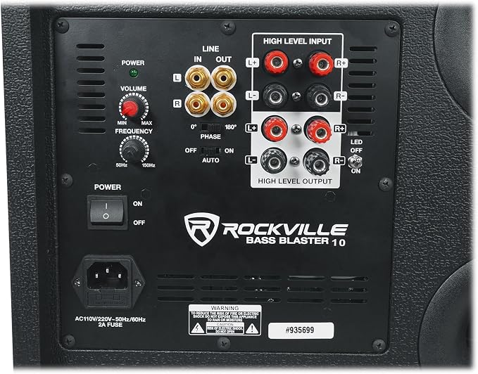 Rockville BASS Blaster 10 750W Powered 10" Home Theater Subwoofer Sub, LED - Image 6