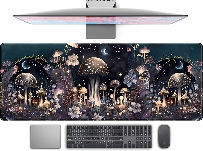 Cute Dark Mushroom Moon Night Mouse Pad XL Extended Gaming Mat by TENG+DA+QING