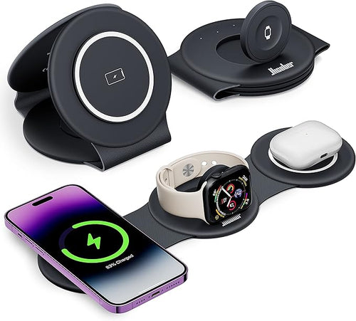 3 in 1 Charging Station for Apple Multiple Devices, Foldable Travel Wireless by Hicober
