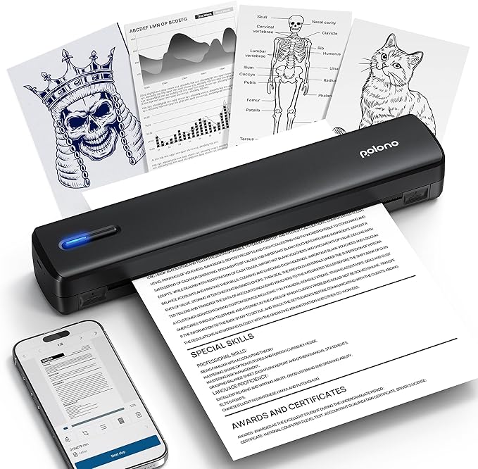 POLONO Portable Printer, D810 Inkless Bluetooth Thermal Printer Wireless by POLONO