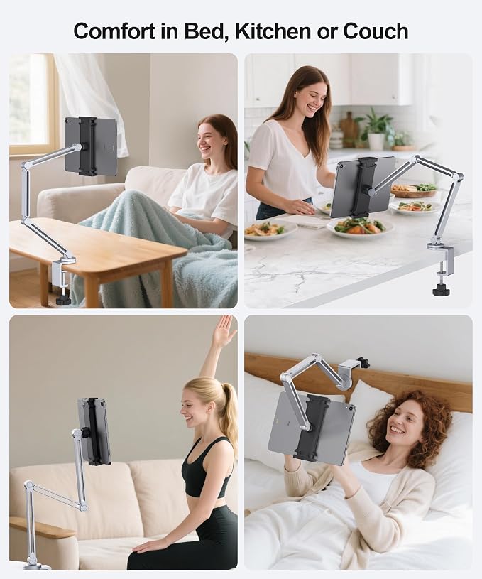 Tablet Arm Mount with Super Grip, Adjustable Foldable Holder & Heavy Duty - Image 6