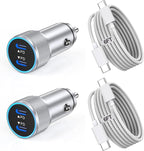 iPhone 16 Car Charger, USB C Fast Car Charger Adapter 2Pack Dual USB C Port by Fitquipment