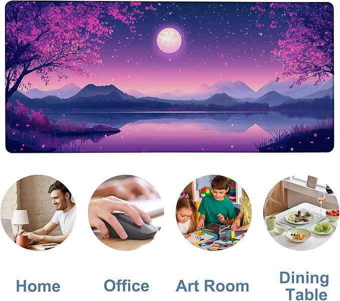 Gaming Desk Pad Large Extra Length Starry Sky Full Moon Mouse Pad Keyboard - Image 5