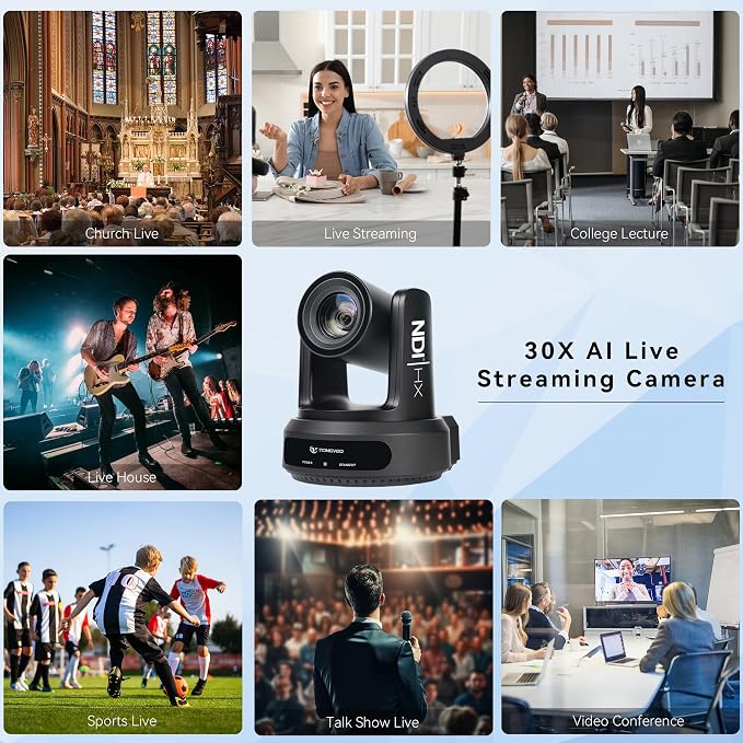 NDI AI Auto-Tracking IP PTZ Camera SDI/HDMI/USB3.0/LAN PoE 30X Optical + 16X - Image 7