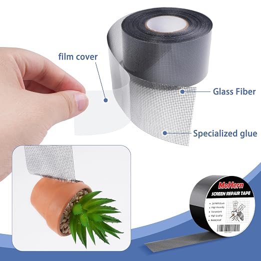 MoHern 2 in x 49 FT Window Screen Repair Kit, Screen Repair Tape Magic Mesh - Image 5