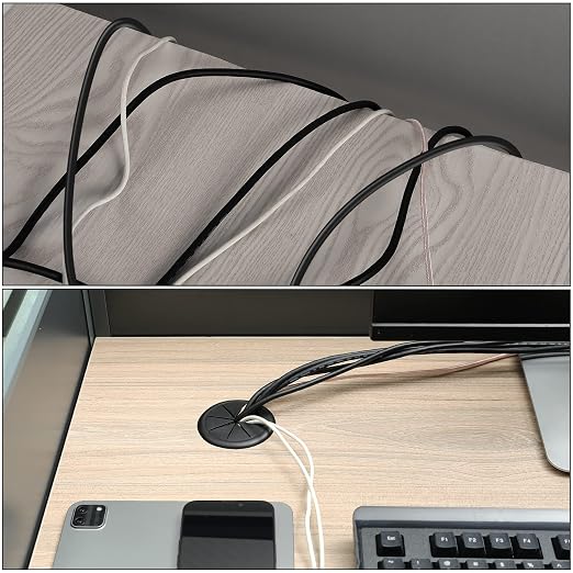 HYCC 2 Pack 2-3/8 Inch Flexible Desk Grommet, Organize Wires and Cables on - Image 6
