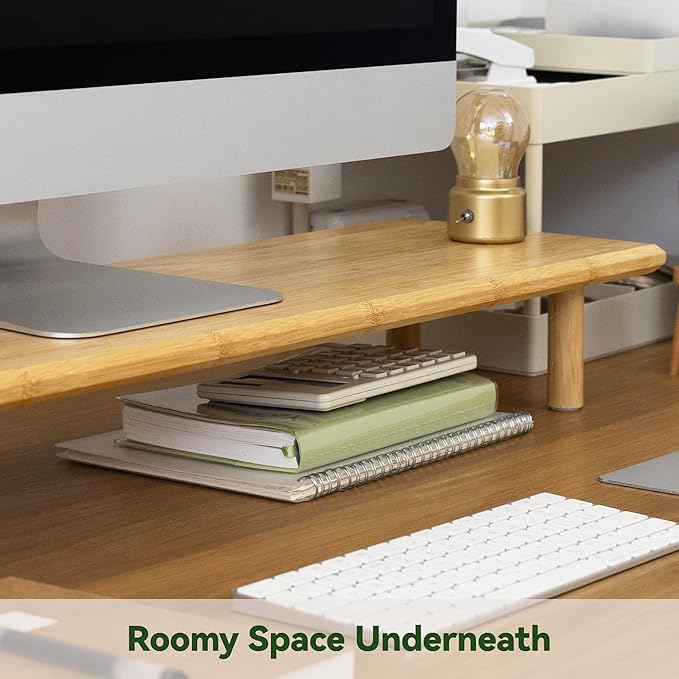 Bamboo Dual Monitor Stand Riser - Image 3
