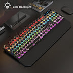 MageGee Typewriter Mechanical Gaming Keyboard, Retro Black Punk Round Keycaps - Image 2